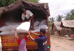 Woman receiving feed